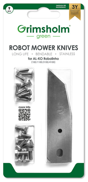 Grimsholm Knives for AL-KO Robolinho Robotic Mowers - 9 Pcs Stainless Steel