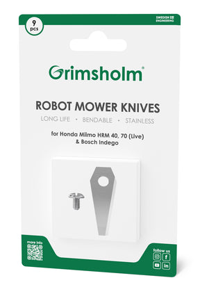 Grimsholm Knives for Bosch Indego & Honda Miimo - 9 Pieces Stainless Steel