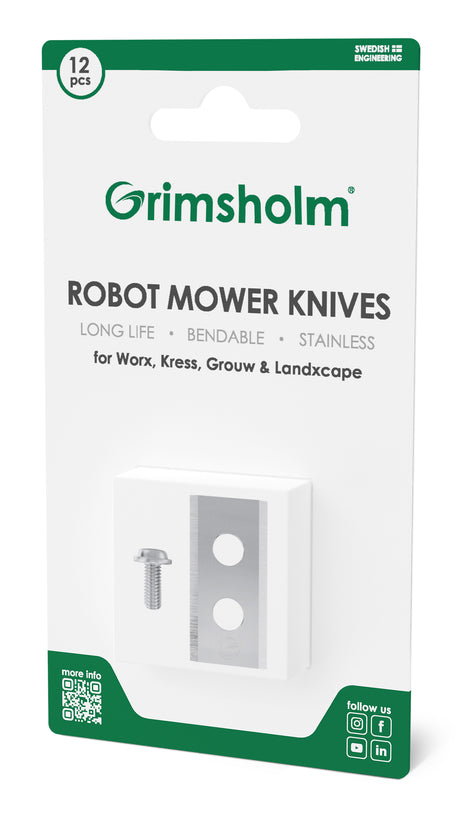Grimsholm Robotic Mower Knives 12-Pack - Stainless Steel Replacement Blades
