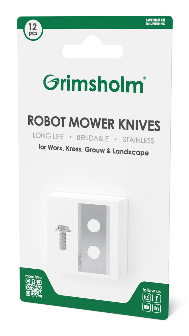 Grimsholm Robotic Mower Knives 12-Pack - Stainless Steel Replacement Blades