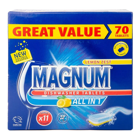 Magnum All in 1 Lemon Dishwasher Tablets - 70 Count, Powerful Cleaning