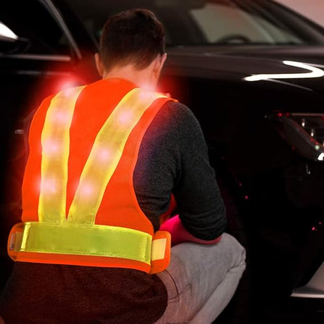Kwmobile LED Light Safety Vest with 16 LEDs and Reflective Stripes