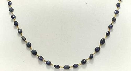 Ph Artistic Beautiful Necklace - Natural Oval Blue Sapphire - Elegant 18K Gold Wire Design