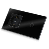 Navaris Touch Light Switch With Schuko Socket - Elegant Black Design