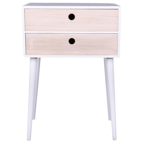 House Nordic Bedside Table Rimini - Stylish White Nightstand With 2 Drawers