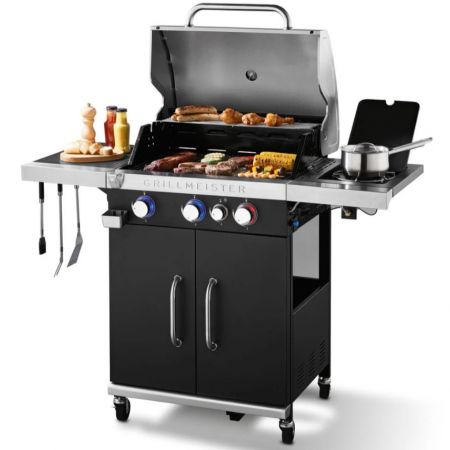 Grill Meister 3+1 Stainless Steel Gas Grill BBQ 63.5 x 42 cm