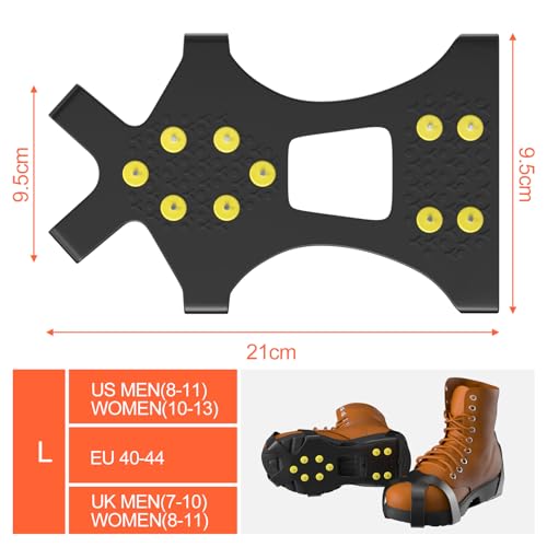 Rseuphiee Non-Slip Crampons With 10 Teeth For Winter Hiking