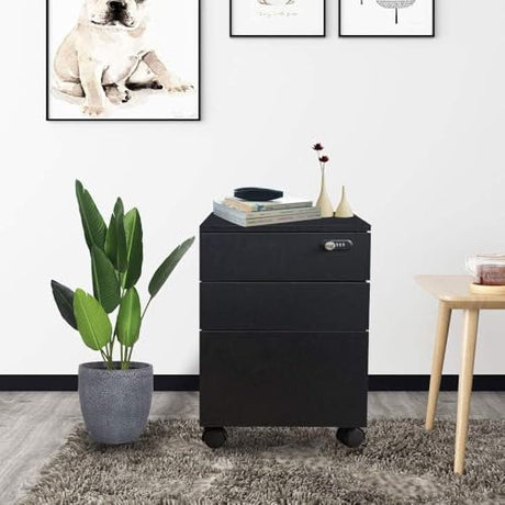 Happy Home Portable File Cabinet With 3 Drawers - Secure Storage For Office Documents