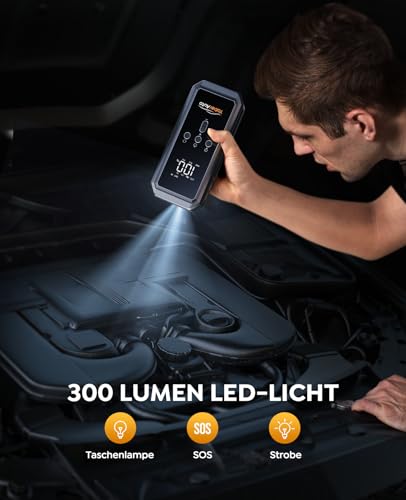 Yaberauto Starter With 150Psi Compressor - 4 In 1 Power Bank & Led Flashlight