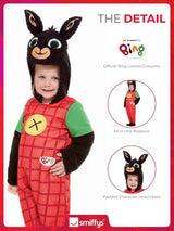 Smiffys Bing Deluxe Costume For Kids - Fun Red Character Outfit