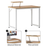Sdhyl Computer Desk - 40 Inch Modern Desk With Storage Shelves