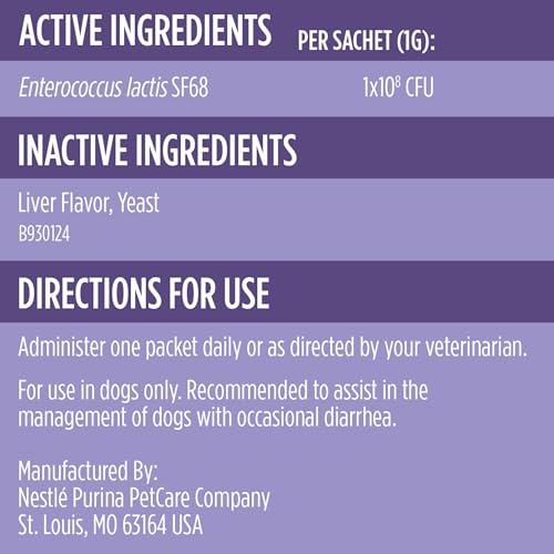 Pro Plan Veterinary Diets Purina Fortiflora Probiotic Supplement For Dogs - Supports Intestinal Health