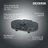 Severin Black Line Duo-Waffle Maker - Perfect Heart-Shaped Waffles