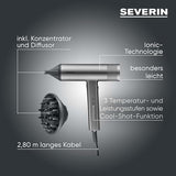 Severin High Performance Hair Dryer With Ion Technology For Fast Drying