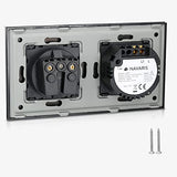 Navaris Touch Light Switch With Schuko Socket - Elegant Black Design