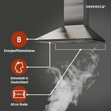Respekta Stainless Steel Wall-Mount Hood - 60Cm With Led Lighting