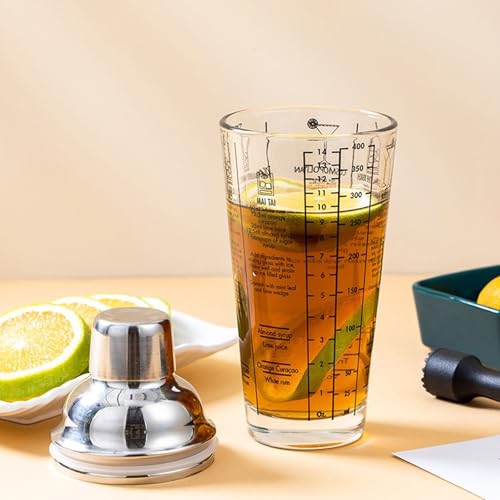 Vdaxvme Cocktail Shaker With Measurement Scale - 400Ml Capacity For Perfect Cocktails