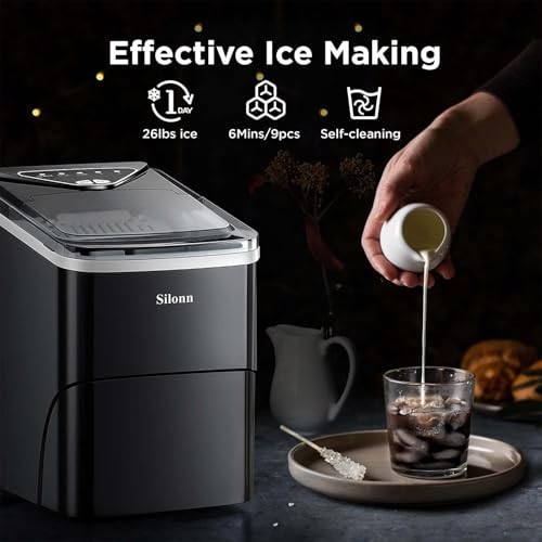Silonn Countertop Ice Maker - Portable Ice Maker With Self-Cleaning Feature