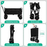 Mmq Heavy-Duty Folding Wagon With Big Wheels - 550 Lbs Capacity