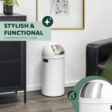 Eluno 35L Push Bin Retro Trash Can With Removable Lid - Elegant Design