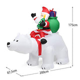Costway Inflatable Polar Bear With Santa - Perfect Christmas Decoration