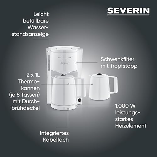 Severin Ka 9309 Filter Coffee Machine With 2 Thermal Jugs - Long-Lasting Hot Coffee