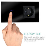 Navaris Touch Light Switch With Schuko Socket - Elegant Black Design