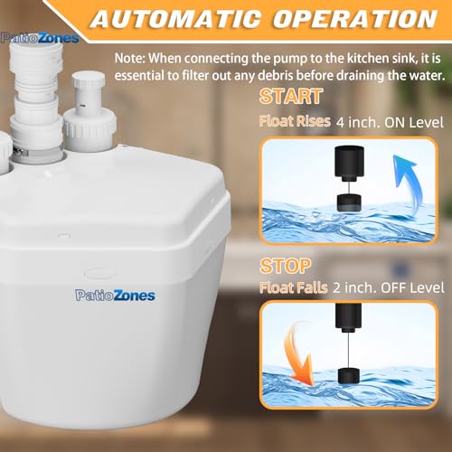 Patio Zone Advanced Utility Sink Pump-Pro - Compact Drain Pump For Waste Water Removal