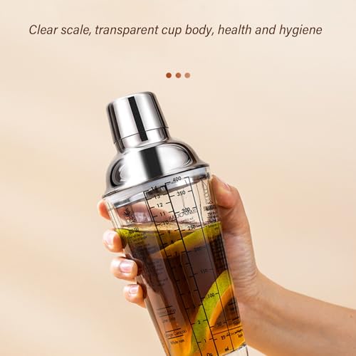 Vdaxvme Cocktail Shaker With Measurement Scale - 400Ml Capacity For Perfect Cocktails