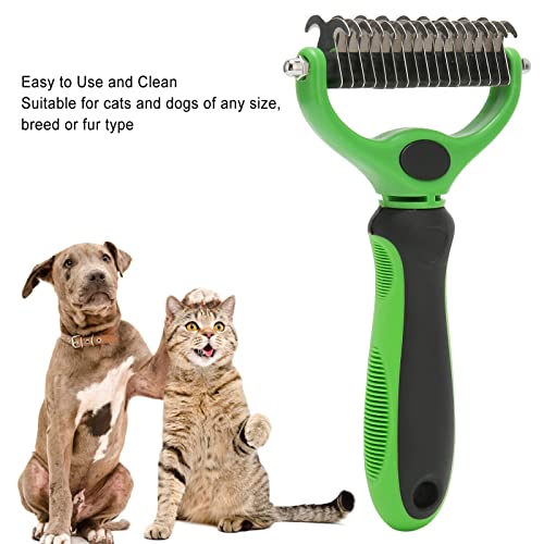 Cyrank Pet Grooming Brush, Double Sided Dematting Rake For Dogs & Cats, Gentle Shedding Tool