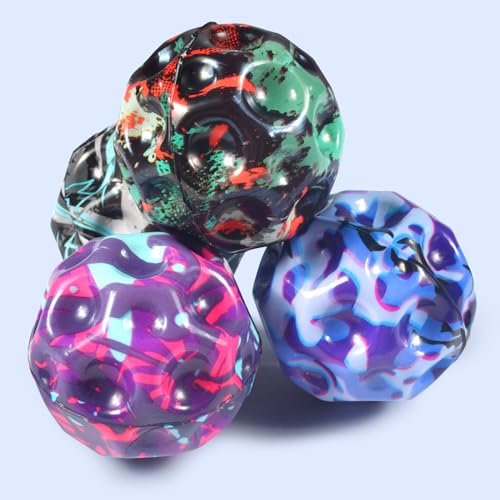 Funmo Pack Of 4 Space Jump Balls - High Jumping Rubber Balls For Stress Relief