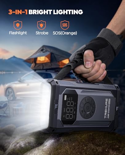 Trekure 5500A Jump Starter Power Pack With Air Compressor - Start Dead Batteries Instantly