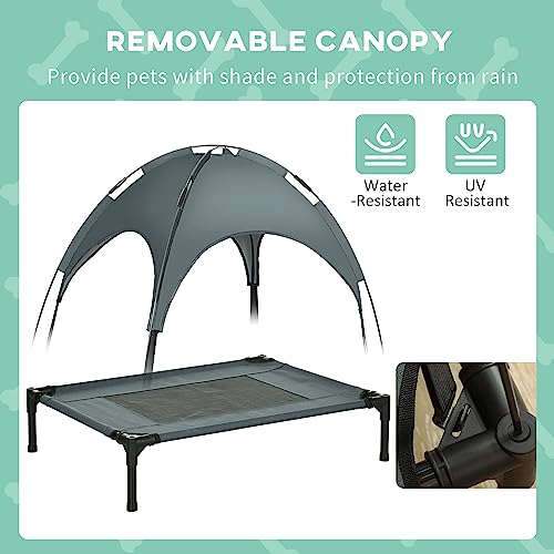 Pawhut Elevated Dog Bed With Canopy For Medium Dogs - Cool & Comfortable