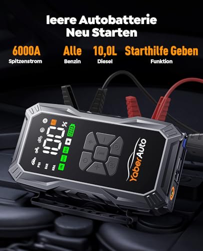 Yaberauto Jump Starter Power Bank With Compressor - 6000A, 23800Mah