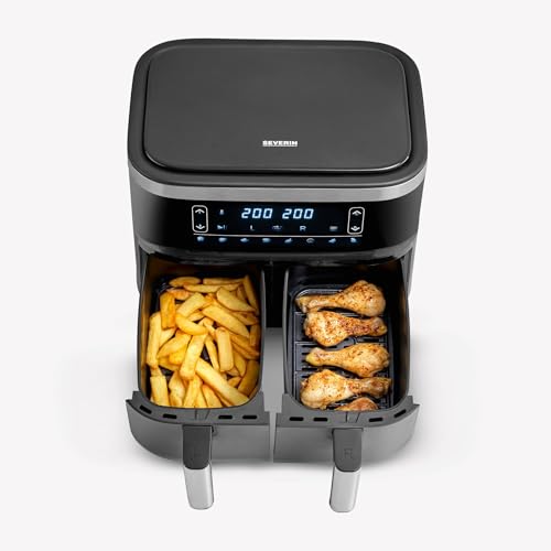 Severin Fr 2453 Double Hot Air Fryer - 2 Cooking Compartments & Healthy Cooking