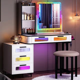 Sogesfurniture Rgb Makeup Vanity Table With Wireless Charging Station - Spacious & Versatile Design