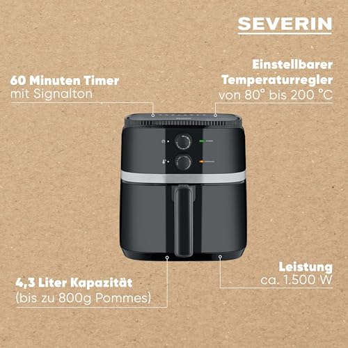 Severin Fr 2452 Hot Air Fryer With 5 Litre Cooking Space For Healthy Cooking