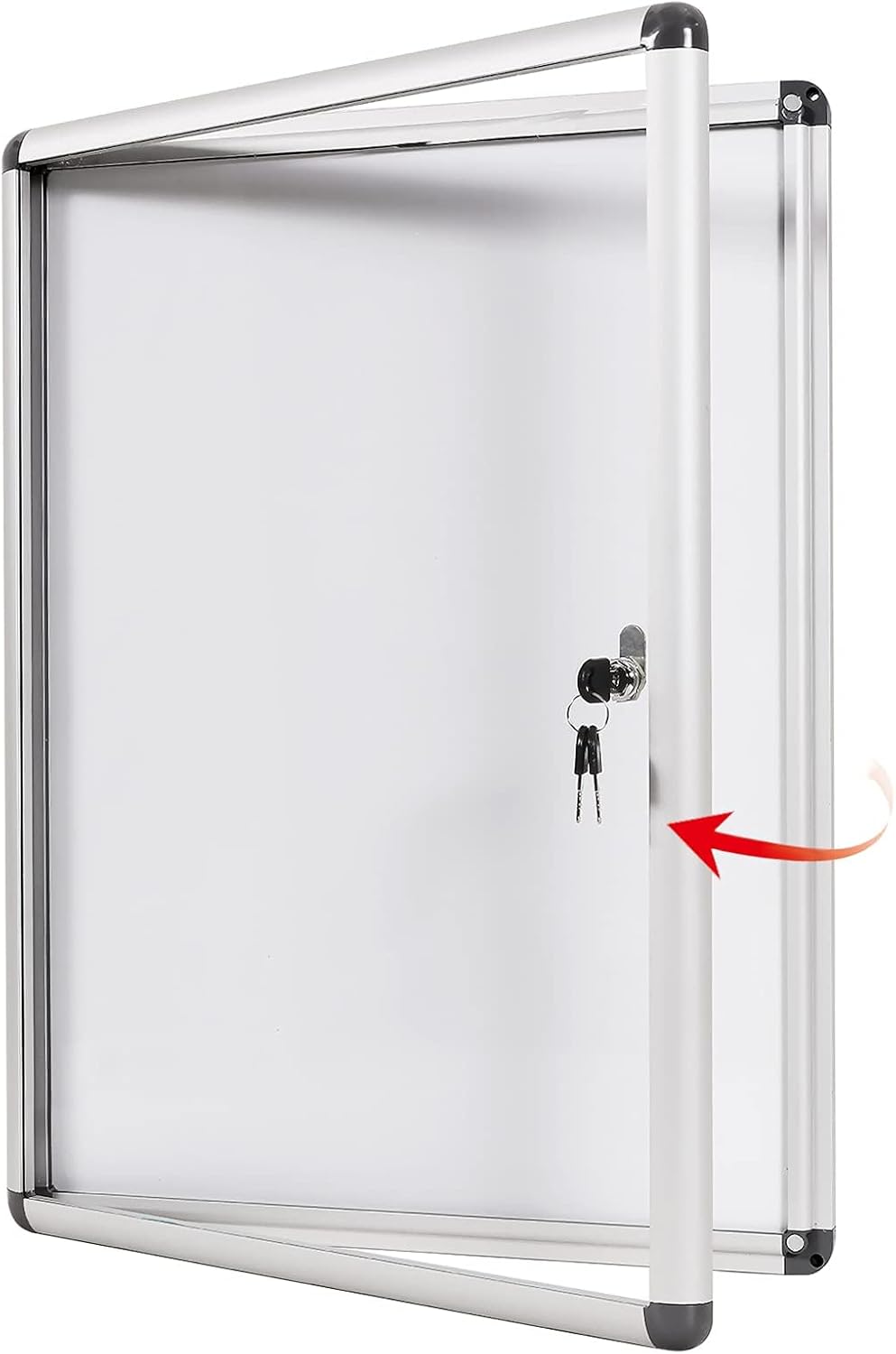 Swansea Enclosed Lockable Whiteboard Noticeboard - White, Magnetic Display Case