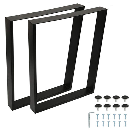 Belfoyer Pack of 2 Black Metal Table Legs for Industrial Style Furniture