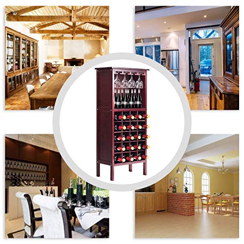 Goplus Wooden Wine Rack With 2 Shelves - Stylish Storage Solution