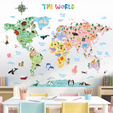 Decowall World Map Animals Wall Stickers - Perfect For Kids' Rooms