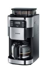 Severin KA 4810 coffee maker in grey with integrated grinder and LCD display