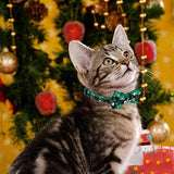 Dynmeow Christmas Plaid Pattern Cat Collar With Breakaway Bell & Bowtie