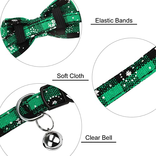 Dynmeow Christmas Plaid Pattern Cat Collar With Breakaway Bell & Bowtie