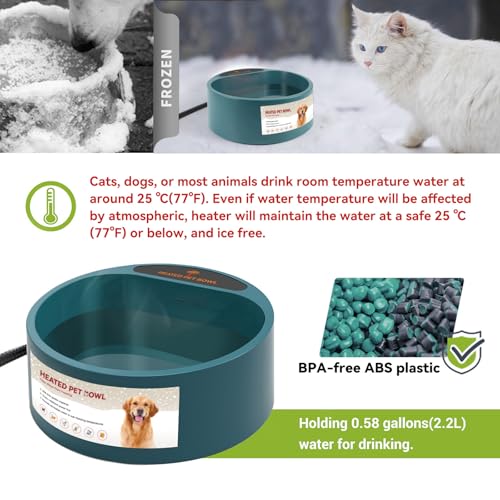 Petleso Heated Dog Water Bowl - Outdoor Use For All Pets