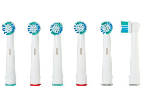 Nevadent 6 Replacement Toothbrush Heads with rounded DuPont bristles in green packaging