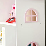Generic Wooden Dollhouse Bookshelf - Pink White, 3-Tier Storage Organizer for Kids