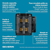 Severin S-Fry Duo Stack Hot Air Fryer - Oil-Free Cooking & 9 Programs