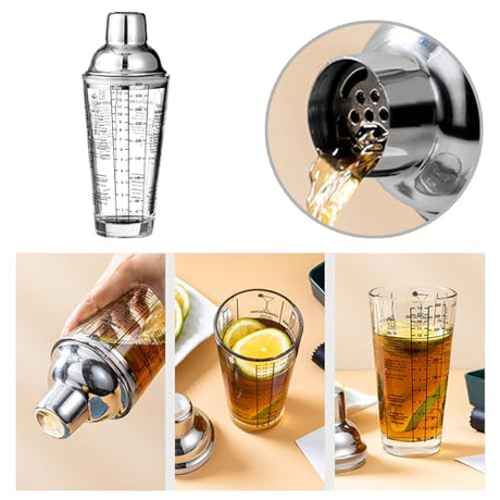Vdaxvme Cocktail Shaker With Measurement Scale - 400Ml Capacity For Perfect Cocktails