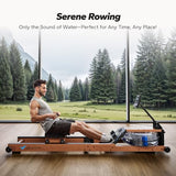 Merach Foldable Wood Rowing Machine - Water Resistance, 180 Kg Capacity